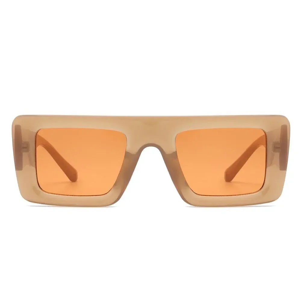 Luxury Brown & Orange Square Sunglasses Unisex Classy Exotic